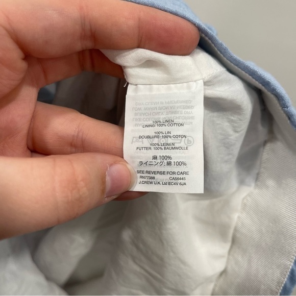 J. Crew Light Blue Pleated Linen Palm Tree Skirt Size 4 - Picture 5 of 7